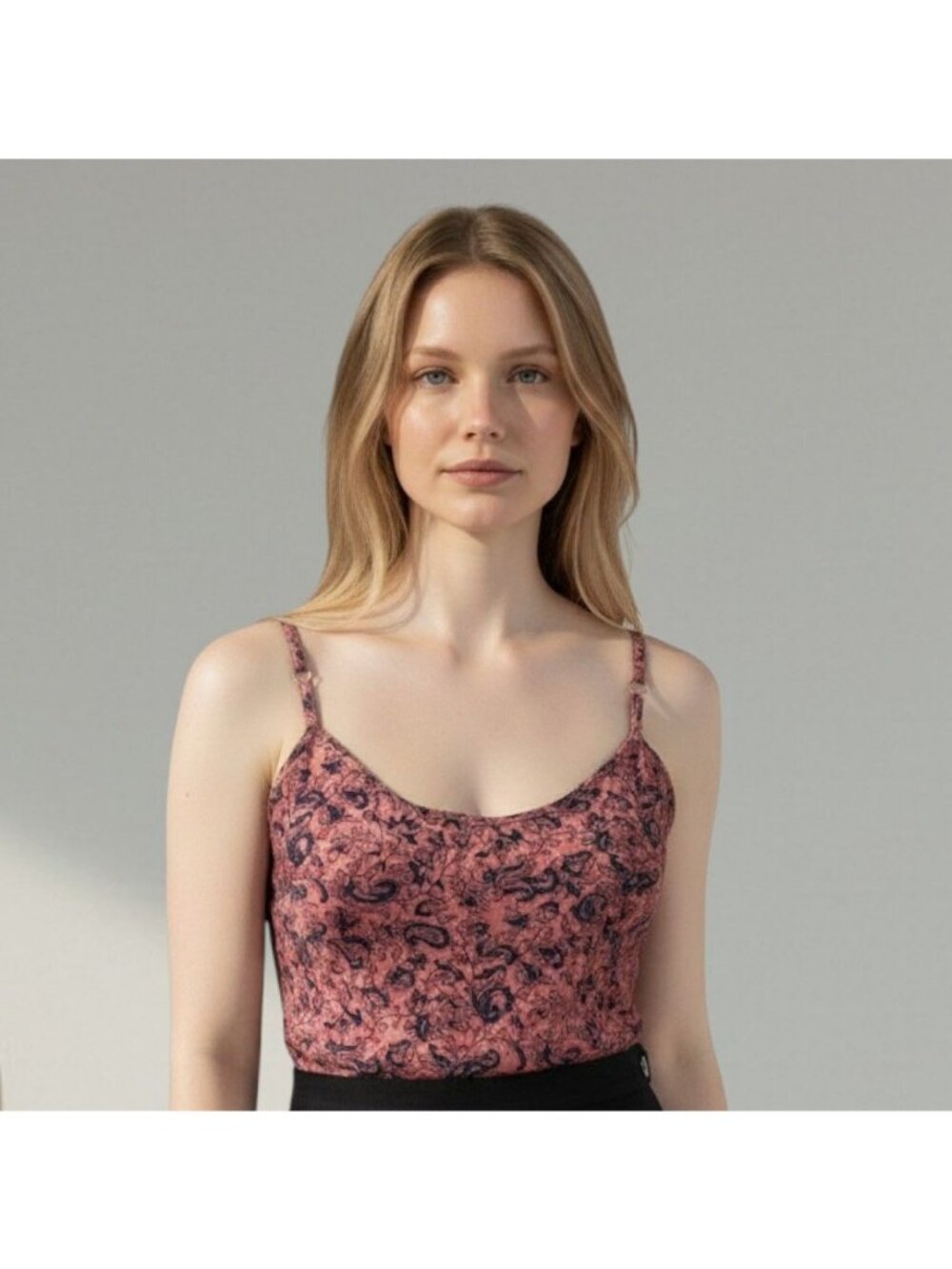 Vintage Y2K BB Dakota 100% Silk Paisley Print Cami Tank Top M Coquette Boho